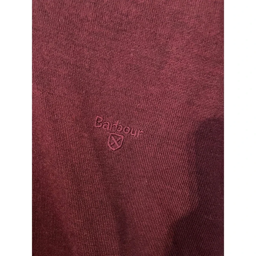 Barbour Mens XXL‎ 100% Wool Lightweight V-Neck Sweater Burgundy